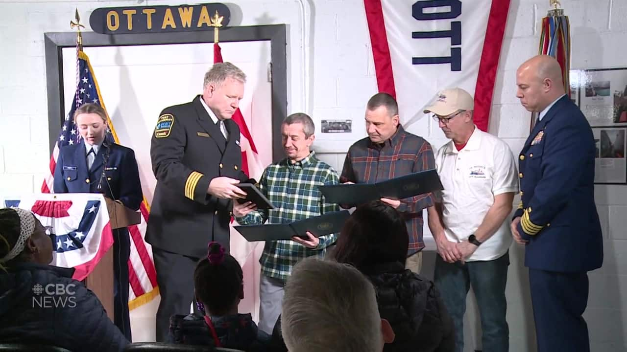 U S Coast Guard Honours Those Who Helped After Man Fell Off The