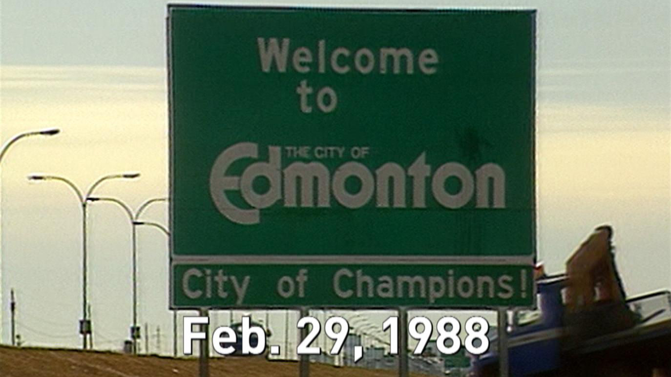 Feb. 29, 1988: 'City of Champions!' added to welcome to Edmonton signs 