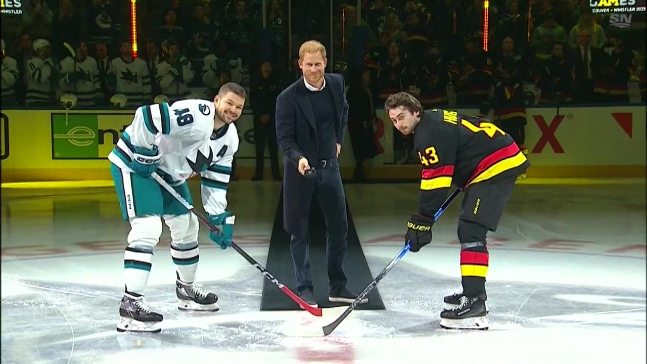 Prince Harry drops ceremonial puck for Vancouver Canucks in leadup to