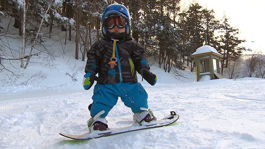 18 month old snow boarder