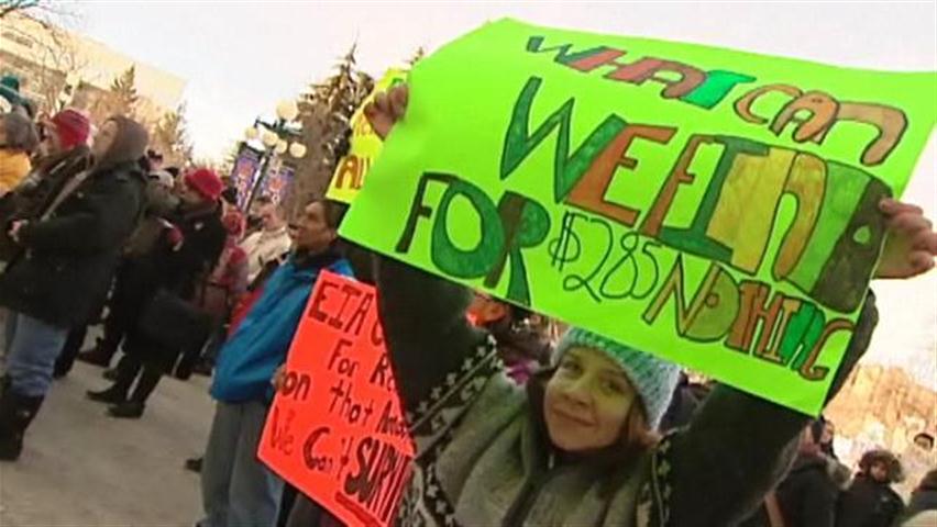 Anti-poverty rally calls for rental allowance increases | CBC News