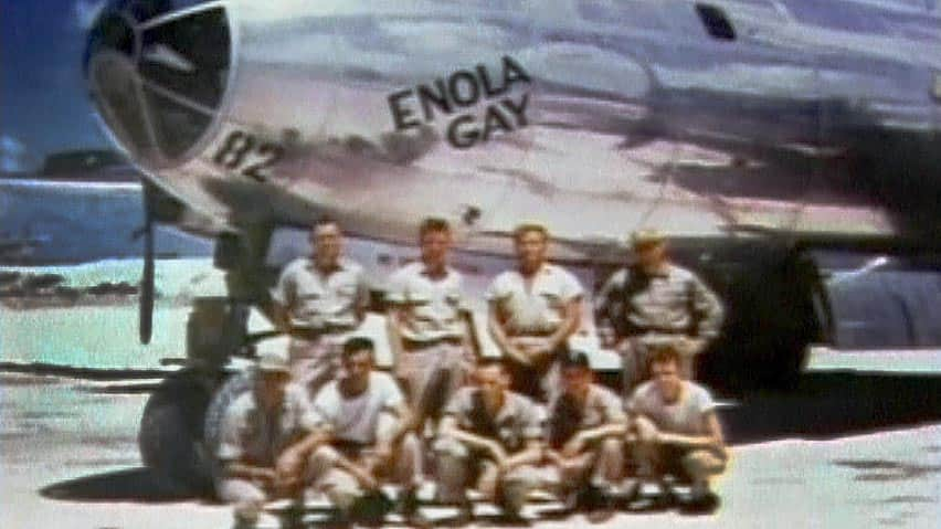 crew of enola gay returns to hiroshima