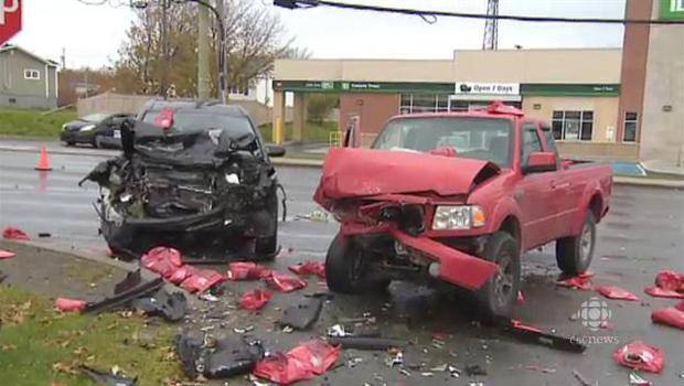 Vehicles Seriously Damaged In C.B.S. Collision | CBC News